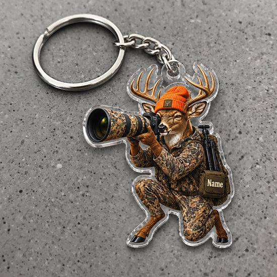 Maxcorners Deer Wildlife Photographer Character Custom Name Trap Hunting Custom Gift 2D Flat Acrylic Ornament, Keychain
