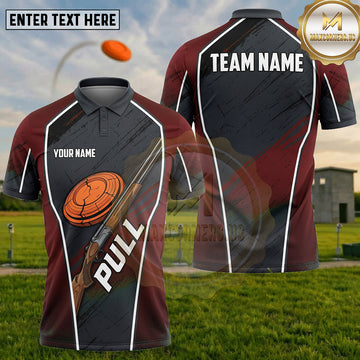 (5 Colors) Maxcorners Trap Shooting PULL Clay Target Shotgun Geometric Panel Multiple Options Personalized Name, Team Name 3D Shirt