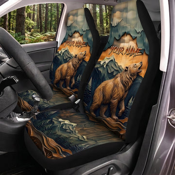 Maxcorners Wild Boar Hunting Forest Landscape Personalized Name Car Seat Covers