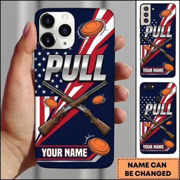 Maxcorners Patriotic Crossed Shotguns Pull Clay Target Personalized Name Trap Shooting Phone Case
