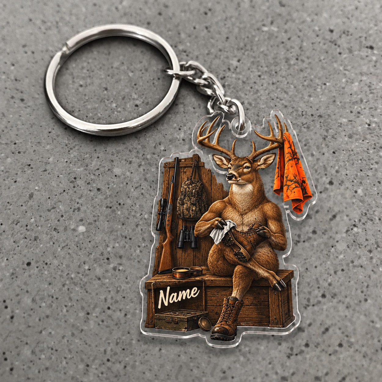 Maxcorners Deer Hunting Blind Outdoor Character Custom Name Trap Hunting Custom Gift 2D Flat Acrylic Ornament, Keychain