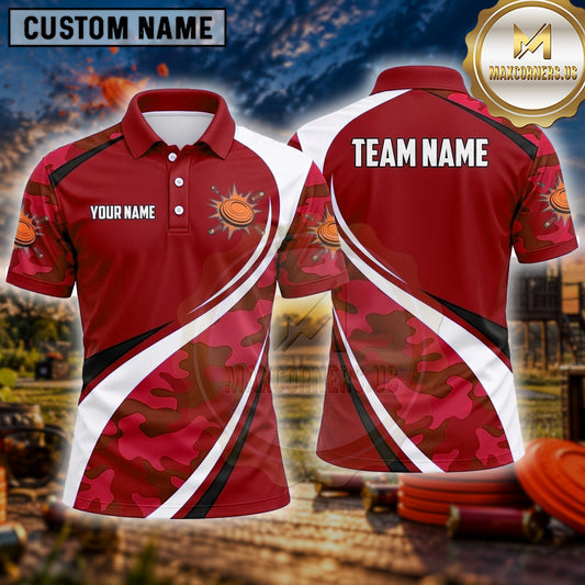 Maxcorners Trap Shooting Shirt Clay Target Shooting Flowing Disc Pattern Multiple Options Personalized Name, Team Name 3D Shirt