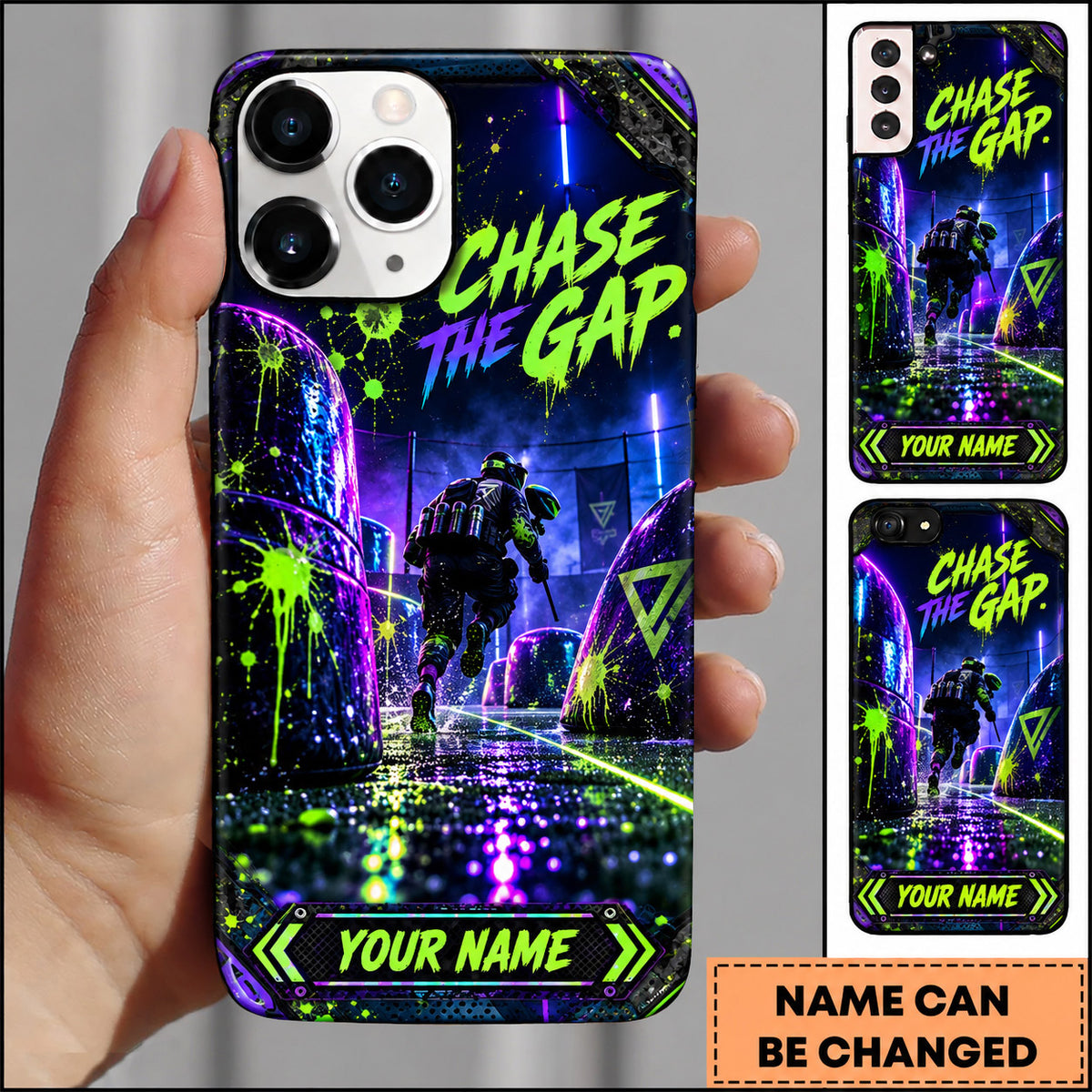 Maxcorners Paintball Chase The Gap Tactical Strategy Personalized Name 3D Phone Case