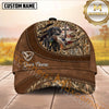 Maxcorners Rustic Leather Cross Flag Marsh Camo Dog Hunting Multicolor Options Personalized Name 3D Cap