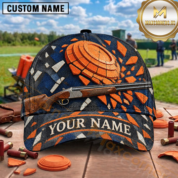 Maxcorners Trap Shooting Geometric Clay Target Impact Multiple Options Personalized Name 3D Cap