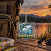 Maxcorners Blue Wave Fishing Emblem Personalized Name 2D Acrylic Keychain Ornament (8 Fish Species)