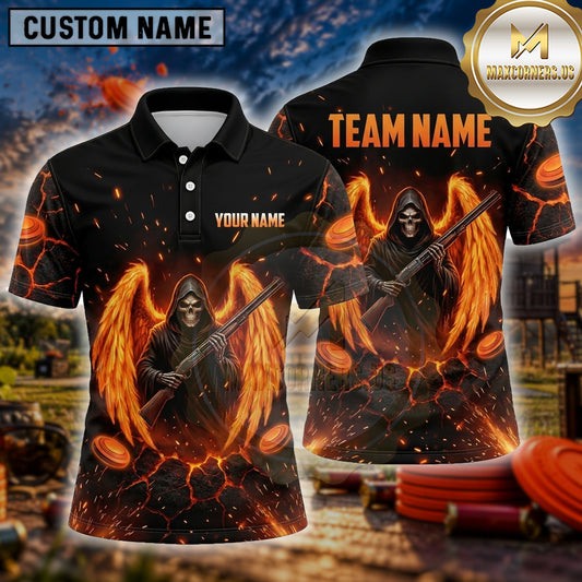 Maxcorners Trap Shooting Shirt Skull Dark Gothic Artwork Multiple Options Personalized Name, Team Name 3D Shirt