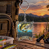 Maxcorners Bold Fishing Typography Artwork Personalized Name 2D Acrylic Keychain Ornament (8 Fish Species)