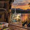 Maxcorners Golden Sunset Fishing Landscape Personalized Name 2D Acrylic Keychain Ornament (8 Fish Species)
