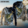 Maxcorners Fishing Hook Water Splash Camouflage Personalized Name 3D Long Sleeve Shirt ( 13 Fish Species)