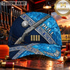 Maxcorners Ornate Shotgun Blue Marble Trap Shooting Personalized Name 3D Cap