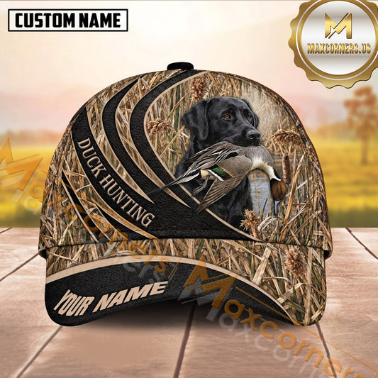 Maxcorners Black Wave Cross Marsh Camo Dog Hunting Multicolor Options Personalized Name 3D Cap