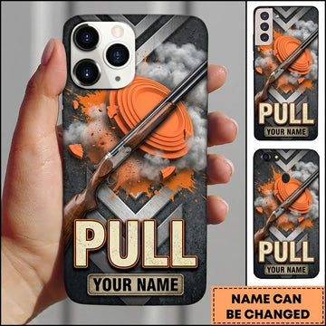 Maxcorners Silver Smoke Shotgun Pull Clay Target Personalized Name Trap Shooting Phone Case
