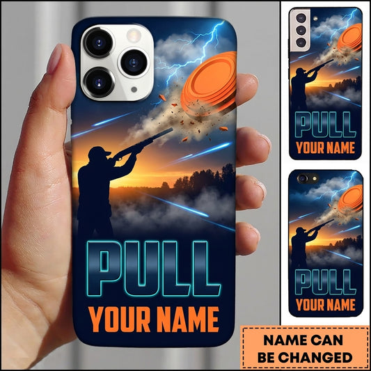 Maxcorners Sunset Lightning Shooter Pull Clay Target Personalized Name Trap Shooting Phone Case