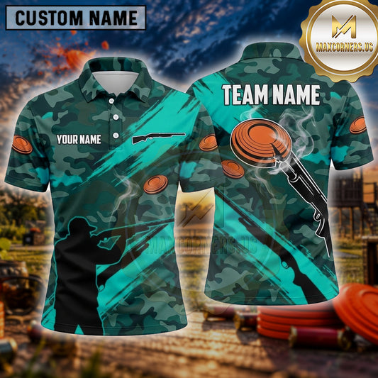 Maxcorners Trap Shooting Shirt Clay Target Shooting Rifle Camouflage Multiple Options Personalized Name, Team Name 3D Shirt
