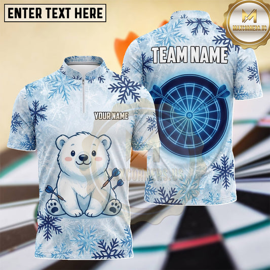 Maxcorners Polar Bear Winter Snowflake Dartboard Multiple Options Personalized Name, Team Name 3D Shirt