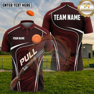 (5 Colors) Maxcorners Trap Shooting PULL Shotgun Clay Target Flowing Lines Multiple Options Personalized Name, Team Name 3D Shirt