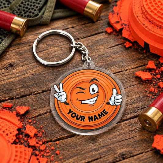 Maxcorners Funny Winking Thumbs Up Clay Target Trap Shooting Personalized Name Acrylic Keychain