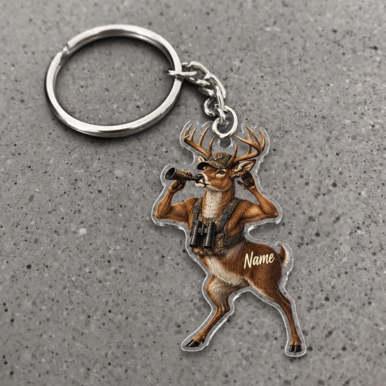Maxcorners Deer Dancing Outdoor Adventure Character Custom Name Trap Hunting Custom Gift 2D Flat Acrylic Ornament, Keychain