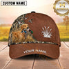Maxcorners Rustic Brown Leather Flying Ducks Duck Hunting With Dogs Multi Options Personalized Name 3D Cap