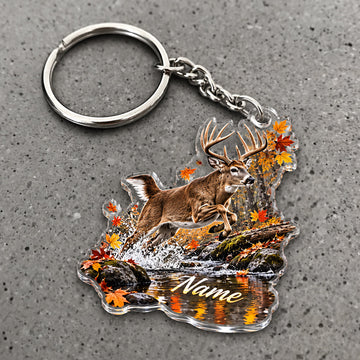 Maxcorners Whitetail Deer Autumn Woodland Design Custom Name Trap Hunting Custom Gift 2D Flat Acrylic Ornament, Keychain