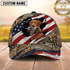 Maxcorners Distressed American Flag Torn Effect Duck Hunting With Dogs Multi Options Personalized Name 3D Cap