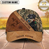 Maxcorners Rustic Leather Duck Hunting Cross Panel Duck Hunting With Dogs Multi Options Personalized Name 3D Cap