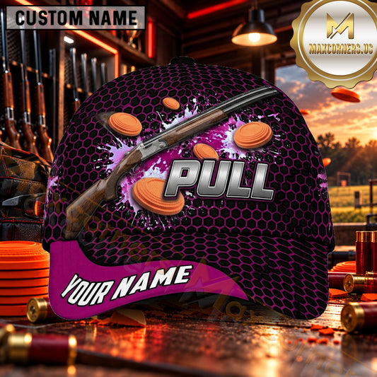 Maxcorners PULL Shotgun Orange Targets Trap Shooting Personalized Name 3D Cap