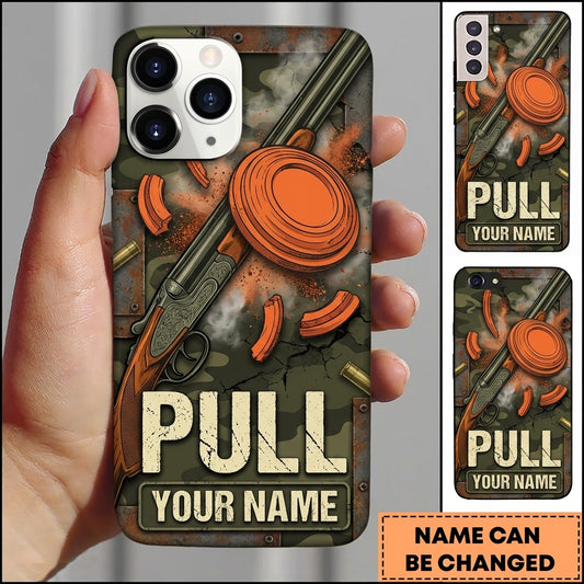 Maxcorners Olive Hunting Shotgun Pull Clay Target Personalized Name Trap Shooting Phone Case