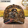 Maxcorners Torn Woodland Camo Sunset Scene Duck Hunting Dog Cap, Multiple Breeds Personalized Name 3D Cap
