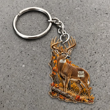 Maxcorners Whitetail Deer Forest Buck Scene Custom Name Hunting Custom Gift 2D Flat Acrylic Ornament, Keychain