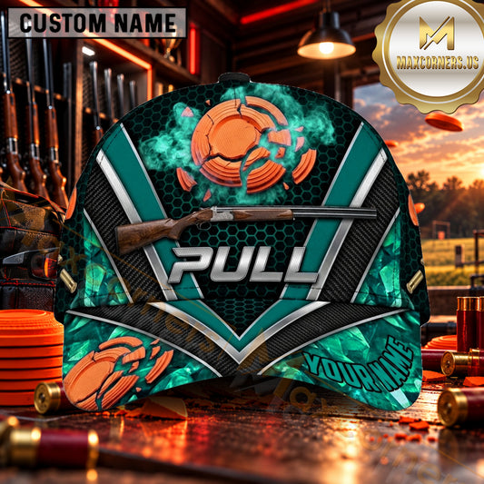 Maxcorners PULL Shotgun Shield Trap Shooting Personalized Name 3D Cap