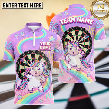 Maxcorners Cute Unicorn Starry Rainbow Dartboard Multiple Options Personalized Name, Team Name 3D Shirt