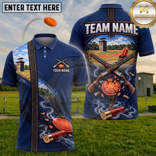 Maxcorners Trap Shooting Crossed Shotguns Shooting Range Scene Multiple Options Personalized Name, Team Name 3D Shirt