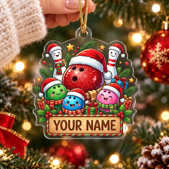 Maxcorners Bowling Christmas Bowling Ball Family Holiday Personalized Name Christmas Ornament