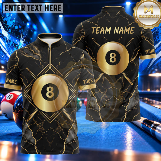 Maxcorners Cracked Marble Lightning 8 Ball Pool Multiple Options Personalized Name, Team Name 3D Shirt