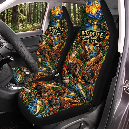 Maxcorners Turkey Hunting Colorful Wildlife Outdoor Pattern Car Seat Covers