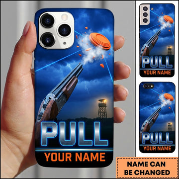 Maxcorners Electric Blue Clay Flight Pull Target Shooting Personalized Name Trap Shooting Phone Case