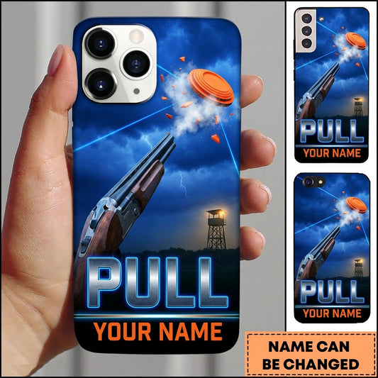 Maxcorners Electric Blue Clay Flight Pull Target Shooting Personalized Name Trap Shooting Phone Case