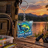 Maxcorners Bold Blue Sport Fishing Artwork Personalized Name 2D Acrylic Keychain Ornament (8 Fish Species)