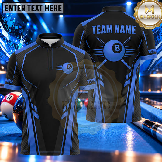 Maxcorners Modern Geometric Stripe 8 Ball Pool Multiple Options Personalized Name, Team Name 3D Shirt
