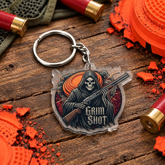 Maxcorners Grim Reaper Crossed Shotguns Trap Shooting Personalized Name Acrylic Keychain