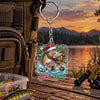 Maxcorners Christmas Holiday Fishing Artwork Personalized Name 2D Acrylic Keychain Ornament (8 Fish Species)