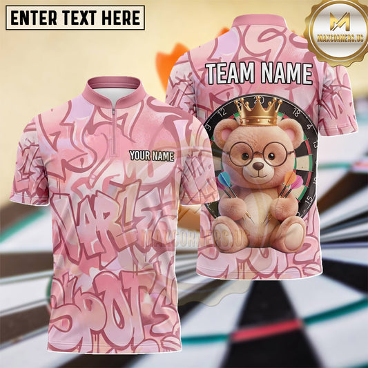Maxcorners Teddy Bear Heart Doodle Pattern Multiple Options Personalized Name, Team Name 3D Shirt