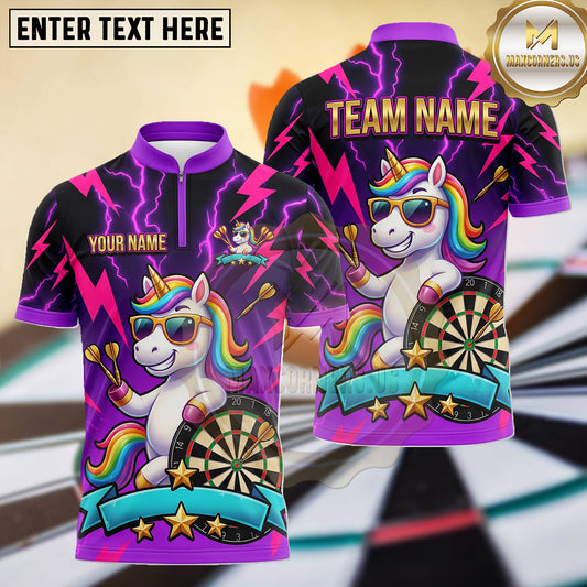 Maxcorners Rainbow Unicorn Shooting Star Dartboard Multiple Options Personalized Name, Team Name 3D Shirt
