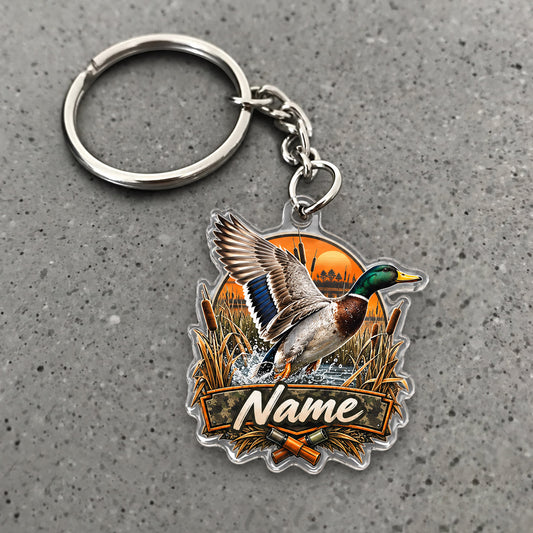 Maxcorners Mallard Duck Flying Reeds Design Custom Name Trap Hunting Custom Gift 2D Flat Acrylic Ornament, Keychain