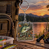 Maxcorners Rustic Woodland Fishing Artwork Personalized Name 2D Acrylic Keychain Ornament (8 Fish Species)