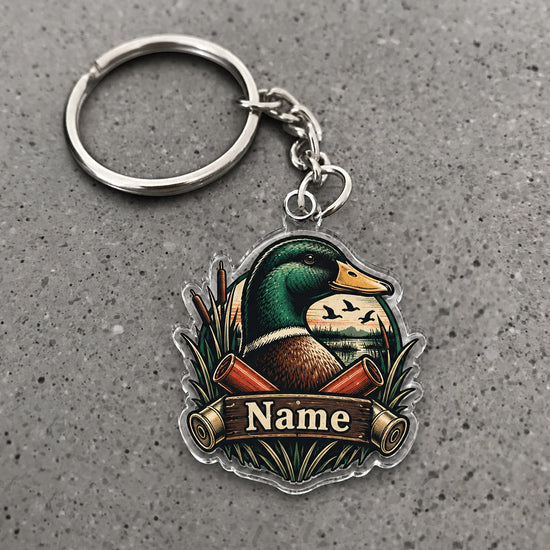 Maxcorners Mallard Duck Portrait Marsh Badge Custom Name Trap Hunting Custom Gift 2D Flat Acrylic Ornament, Keychain
