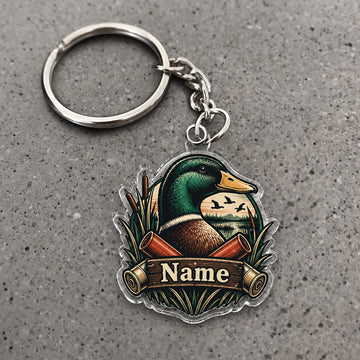Maxcorners Mallard Duck Portrait Marsh Badge Custom Name Trap Hunting Custom Gift 2D Flat Acrylic Ornament, Keychain