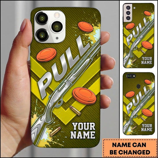 Maxcorners Diagonal Shotgun Design Pull Clay Target Personalized Name Trap Shooting Phone Case